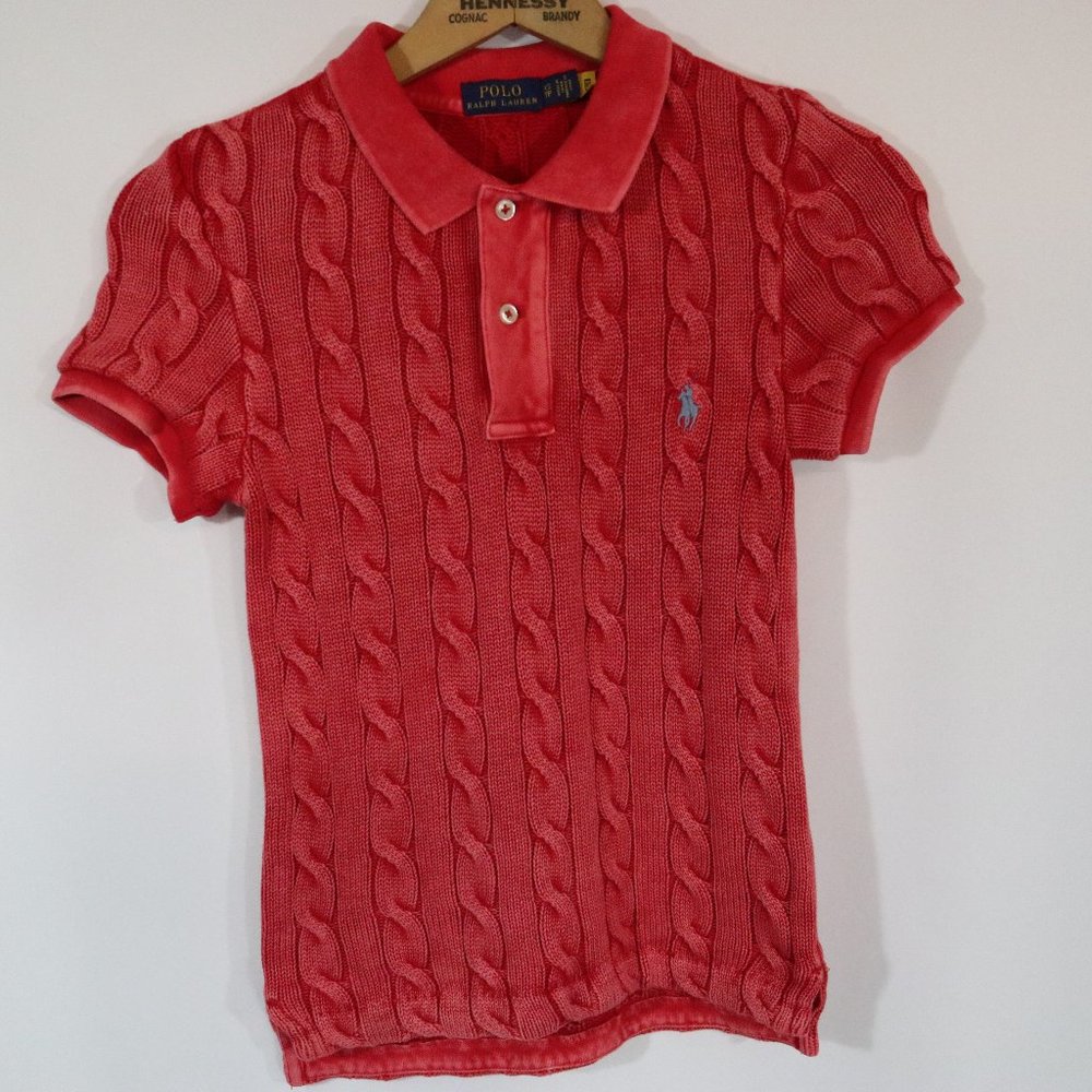 Polo Ralph Lauren womens plus size XS Polo Cable Knit Sweater s/s red
